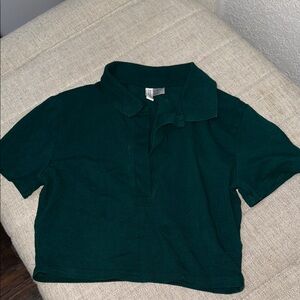 H&M Forest Green Polo Crop Top